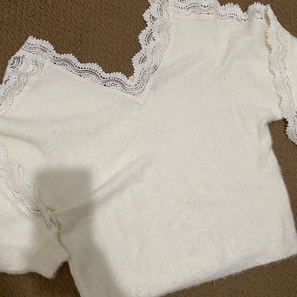Deep v super soft lace sweater
